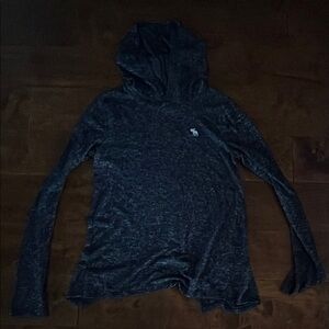 Navy Blue and Gray Abercrombie Hooded Top